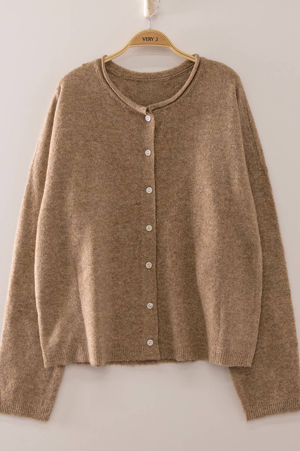 12W3789N-Soft Touch Button Cardigan