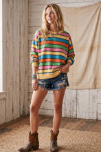 Load image into Gallery viewer, Oversized Mineral Washed Terry Stripe Pullover
