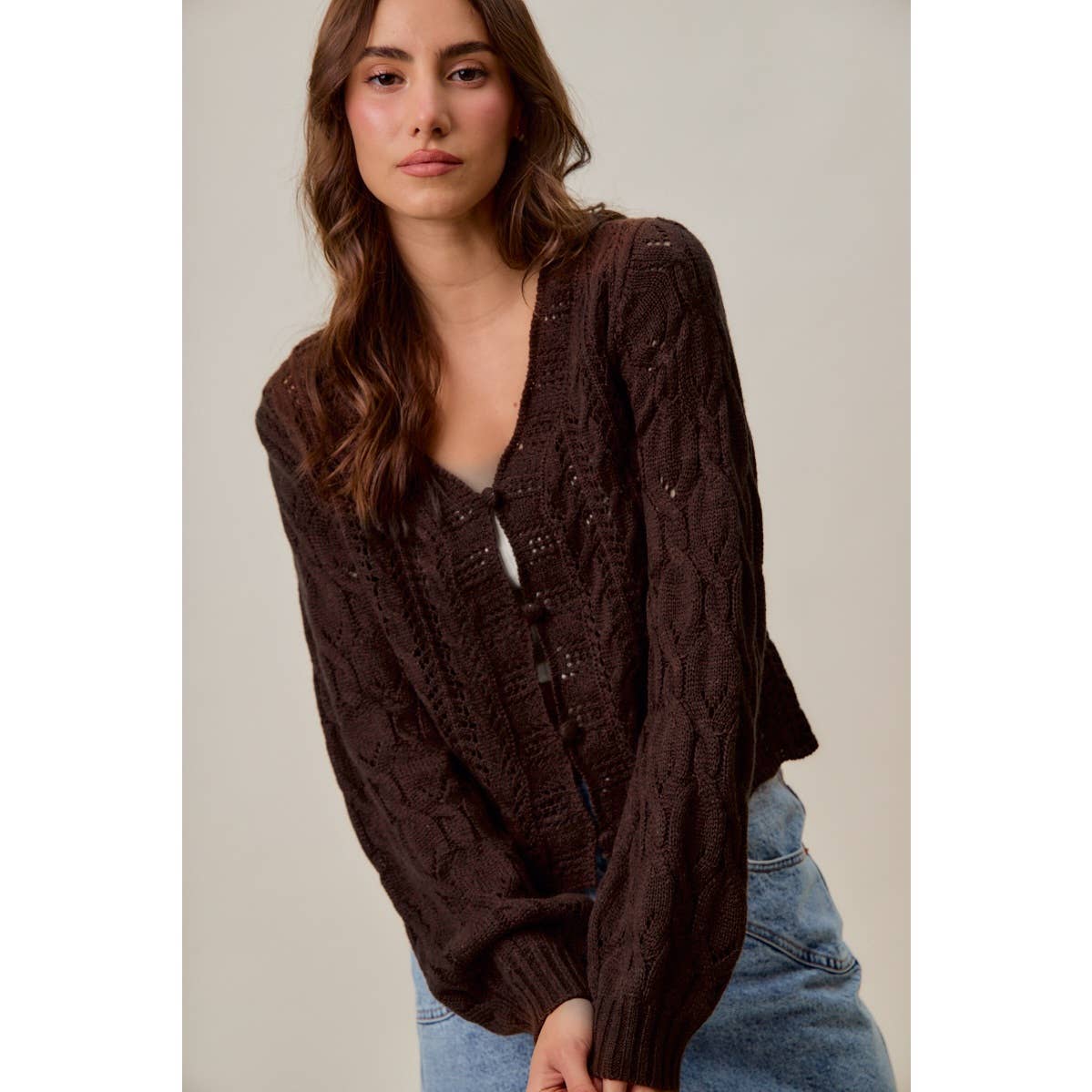 SWEATER WEAVING CARDIGAN TOP