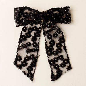 Ditzy Daisies Hair Bow-Black