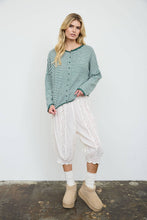 Load image into Gallery viewer, STRIPE RAW EDGE DROP SHOULDER KNIT CARDIGAN