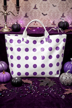 Load image into Gallery viewer, Purple Polka Dot Vinyl TOTE BAG