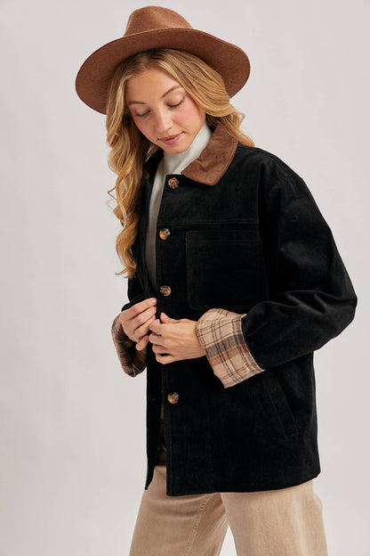 Inner Plaid Corduroy Barn Jacket