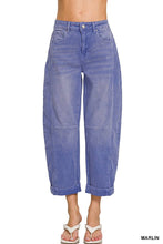 Load image into Gallery viewer, Splash of Color Barrel-Leg Cropped Denim Pants