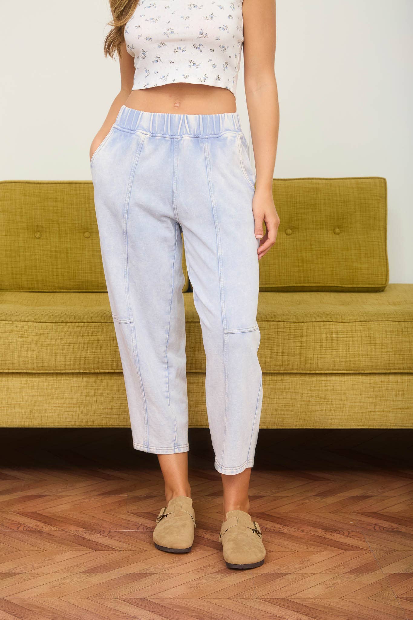On Cloud Nine Acid Washed  Joggers