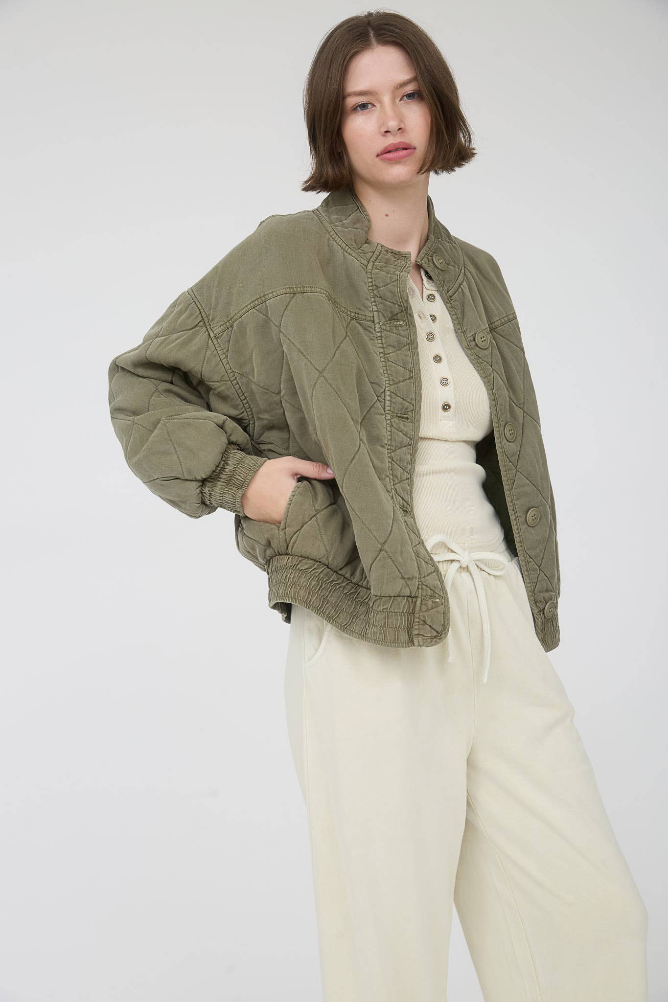 Morning Fog Mineral Washed Quilted Jacket