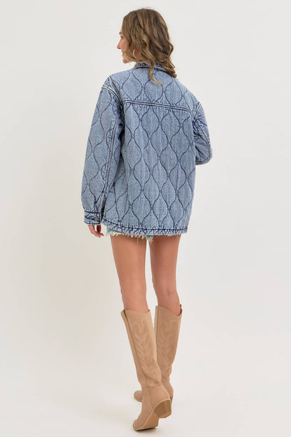 Stitched to Perfection Oversized Quilted Denim Jacket