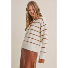 Load image into Gallery viewer, Modern Heritage Stripe Henley Twofer Sweater Top