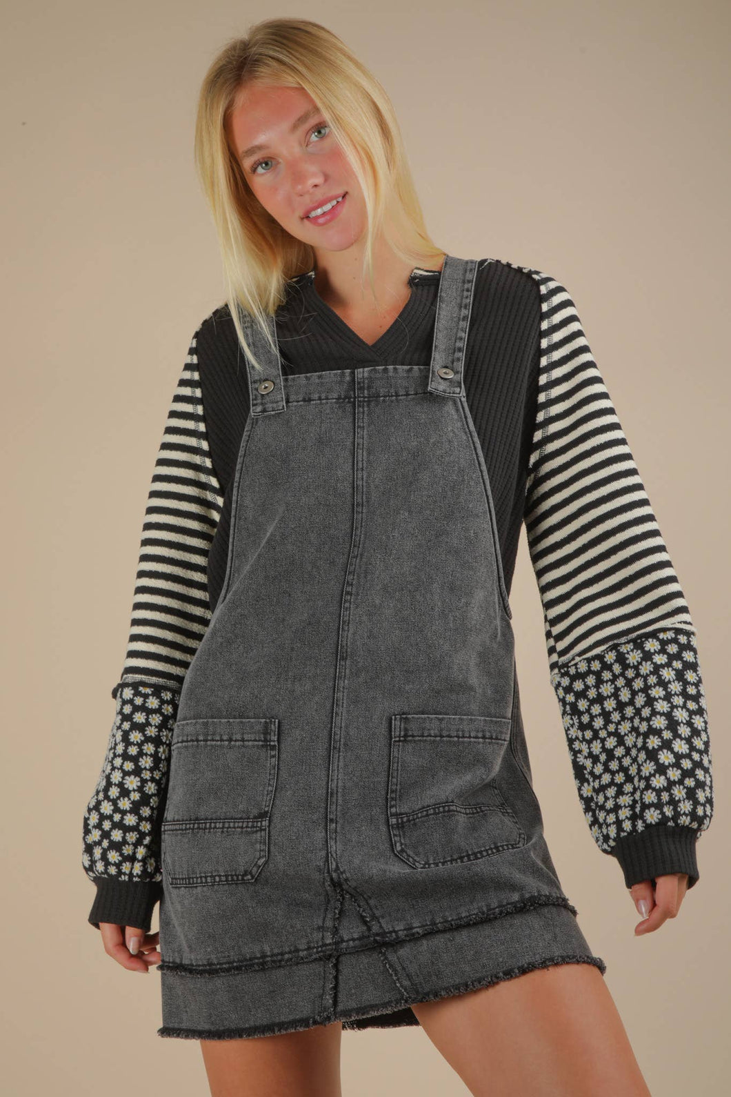 All Washed Up Denim Overall Mini Dress