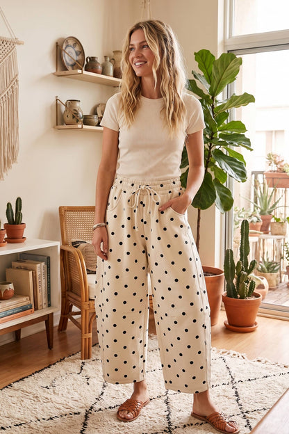 Effortless Days Polka Dot Barrel Pants