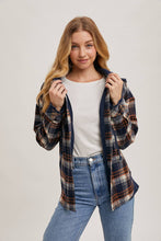Load image into Gallery viewer, Wrapped in Warmth Button Down Contrast Hooded Plaid Jacket/Shacket