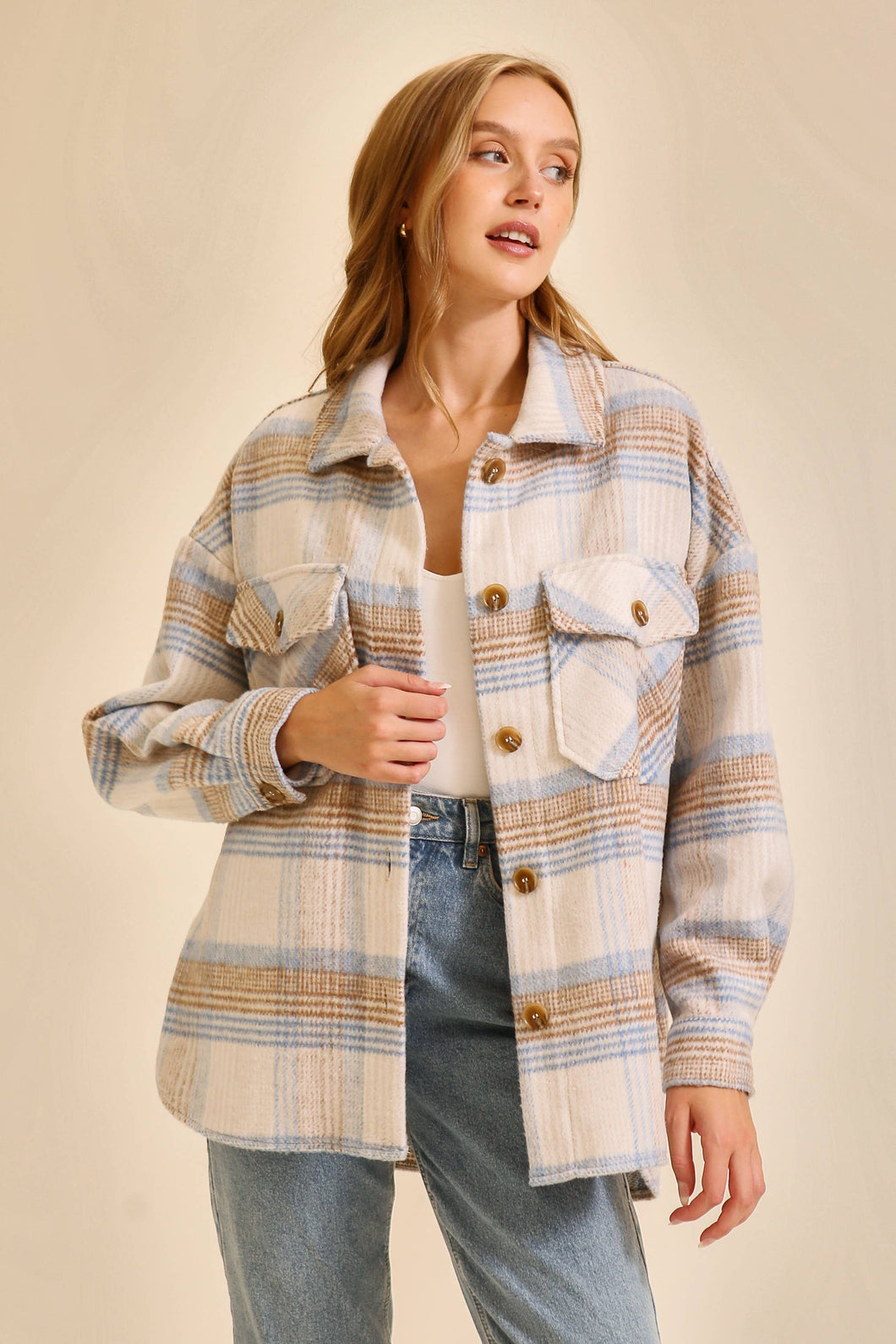 Crisp Air Plaid Print Shacket