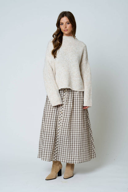 MOCK NECK LONG SLEEVE OVERSIZED KNIT SWEATER
