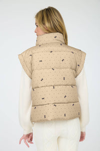 POLKA DOT & BOW PATTERN PUFFER VEST