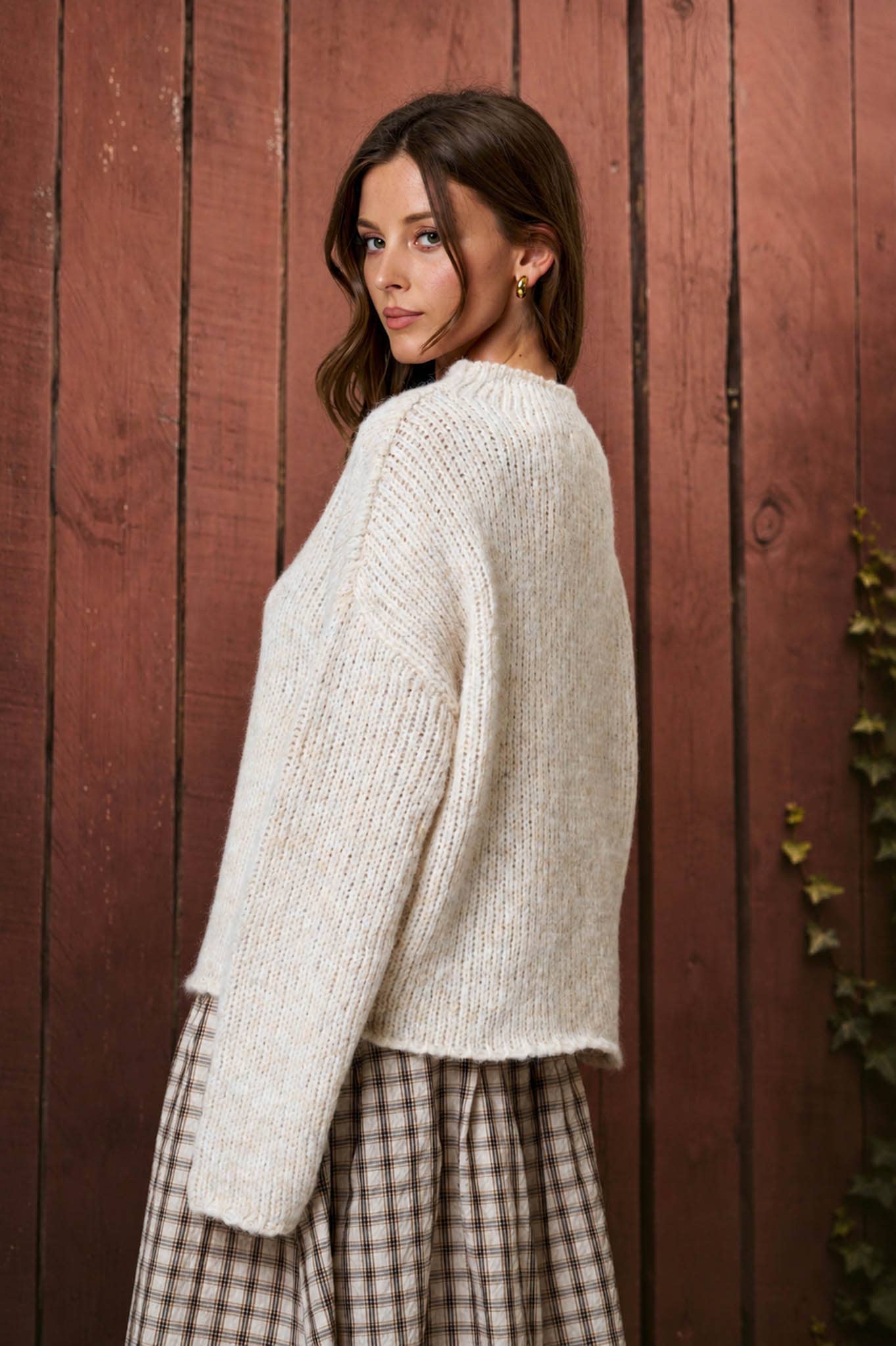 MOCK NECK LONG SLEEVE OVERSIZED KNIT SWEATER