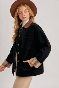 Inner Plaid Corduroy Barn Jacket