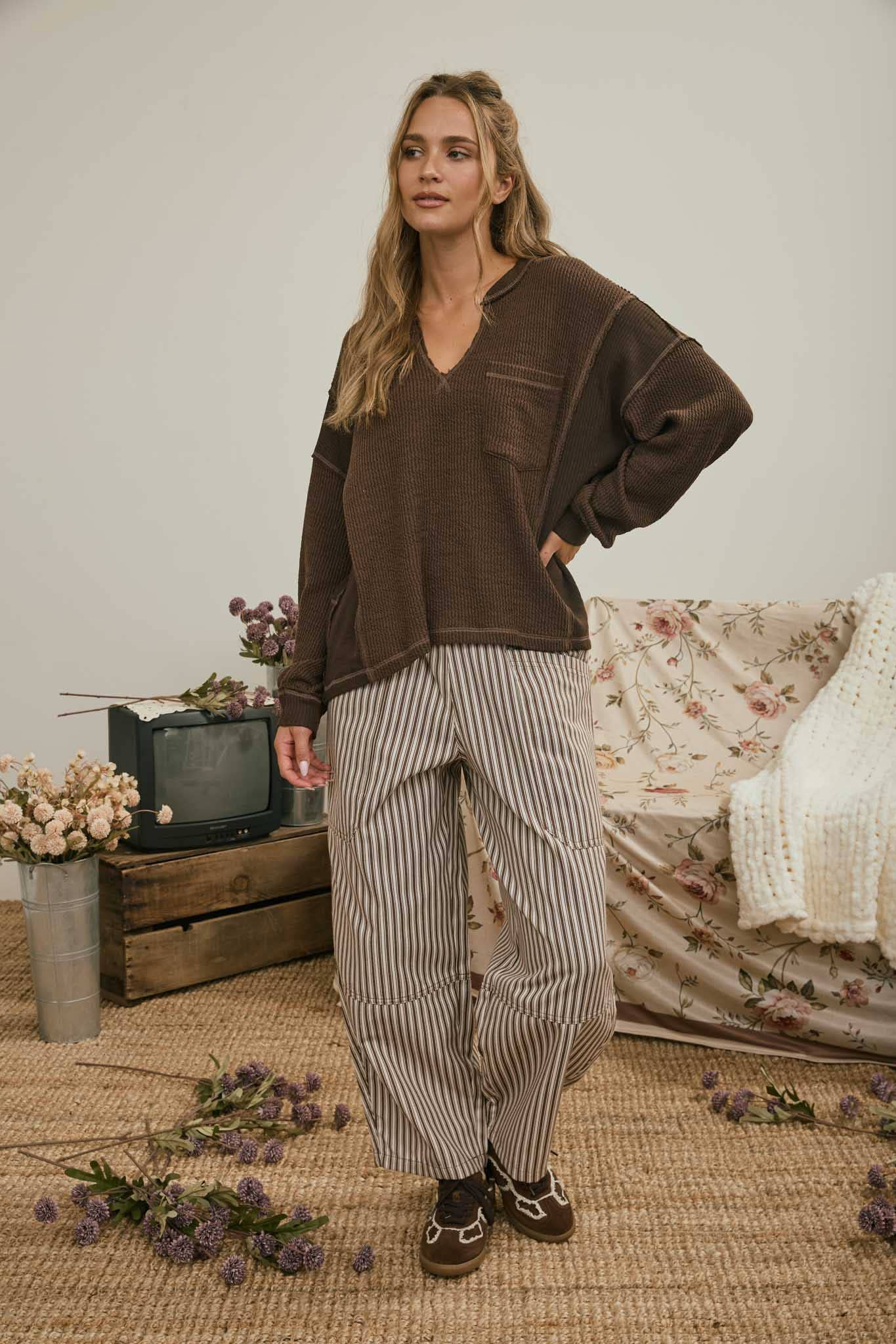 Easy Does It Split Neck Knit Top