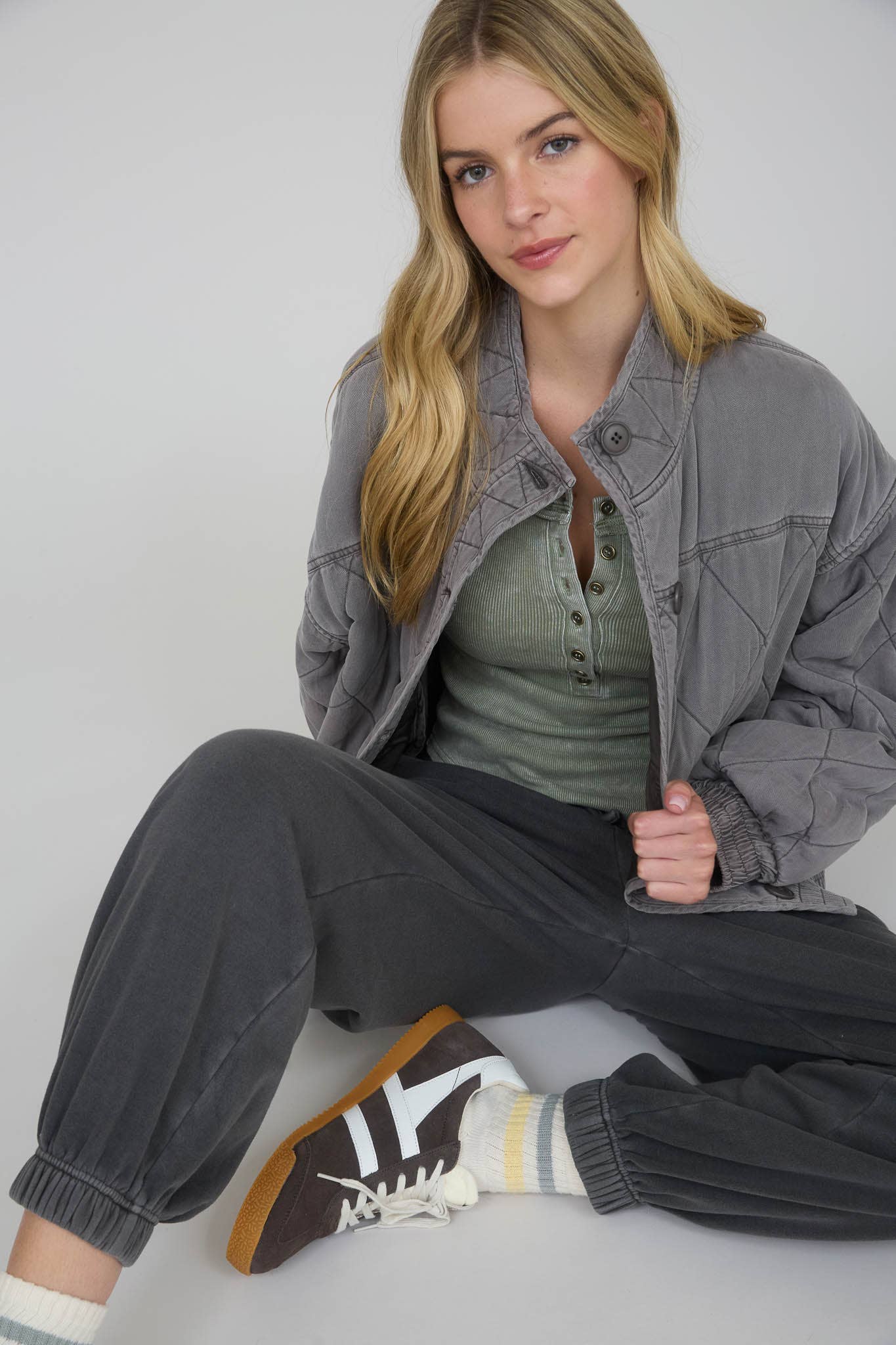 Morning Fog Mineral Washed Quilted Jacket