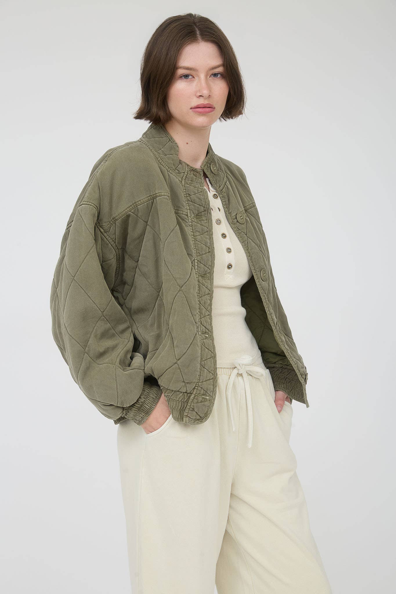 Morning Fog Mineral Washed Quilted Jacket