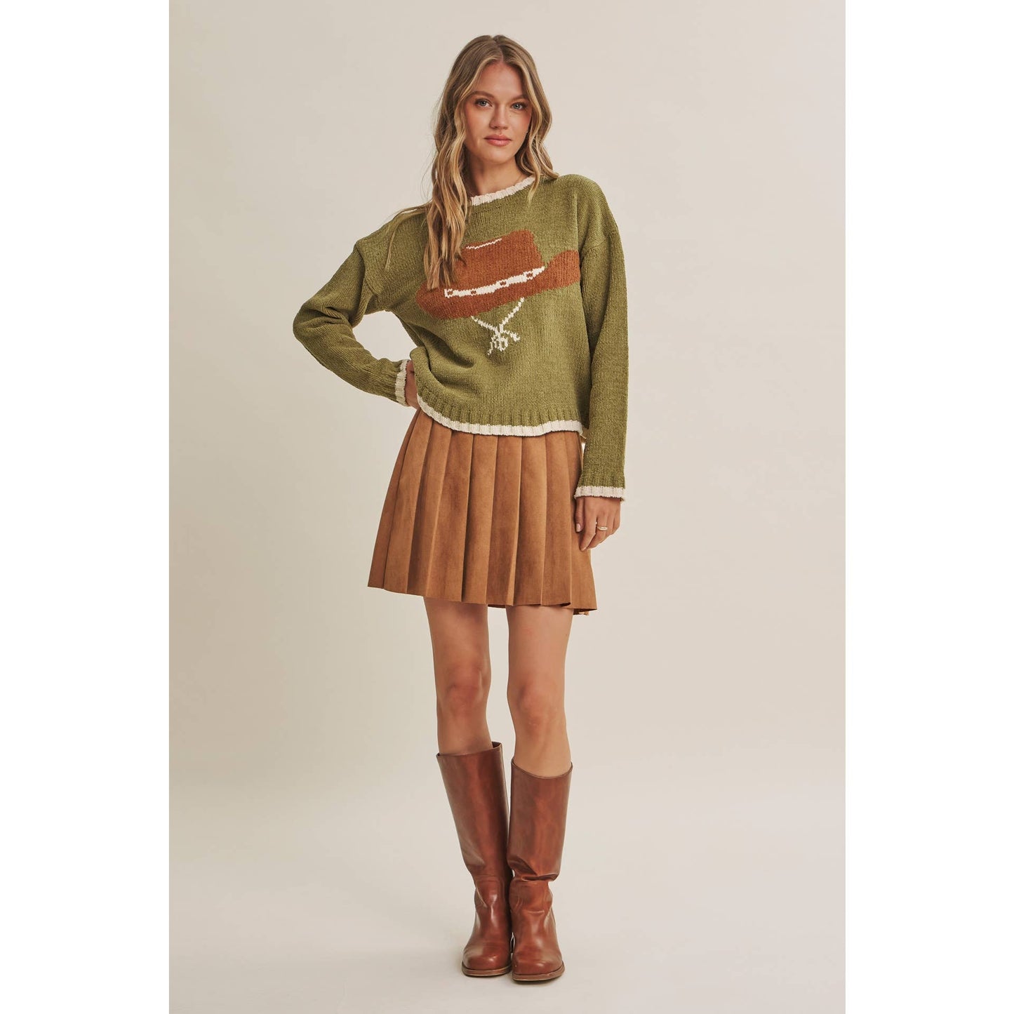 Rodeo Romance Vegan Suede Pleated Mini Skirt
