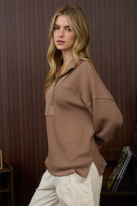 Peak Performance Half Zip Waffle Knit Top