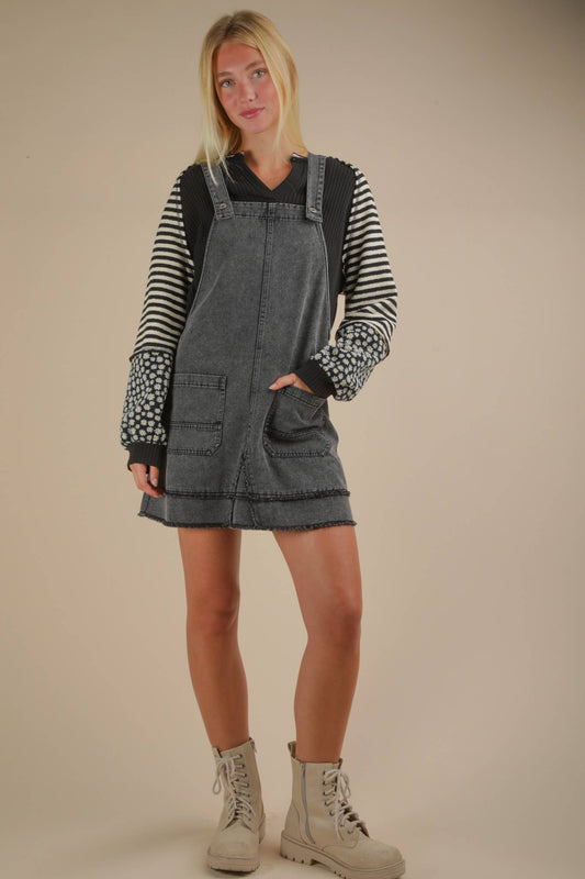 All Washed Up Denim Overall Mini Dress