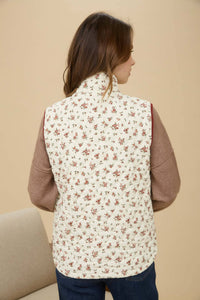 Feeling Social Floral Quilted Zip-Up Puffer Vest