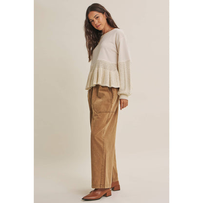 SOFT AUTUMN MIXED MEDIA SWEATER PANEL SWEATSHIRT