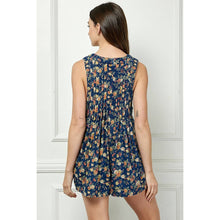 Load image into Gallery viewer, Floral Pleated V Neck Sleeveless Romper