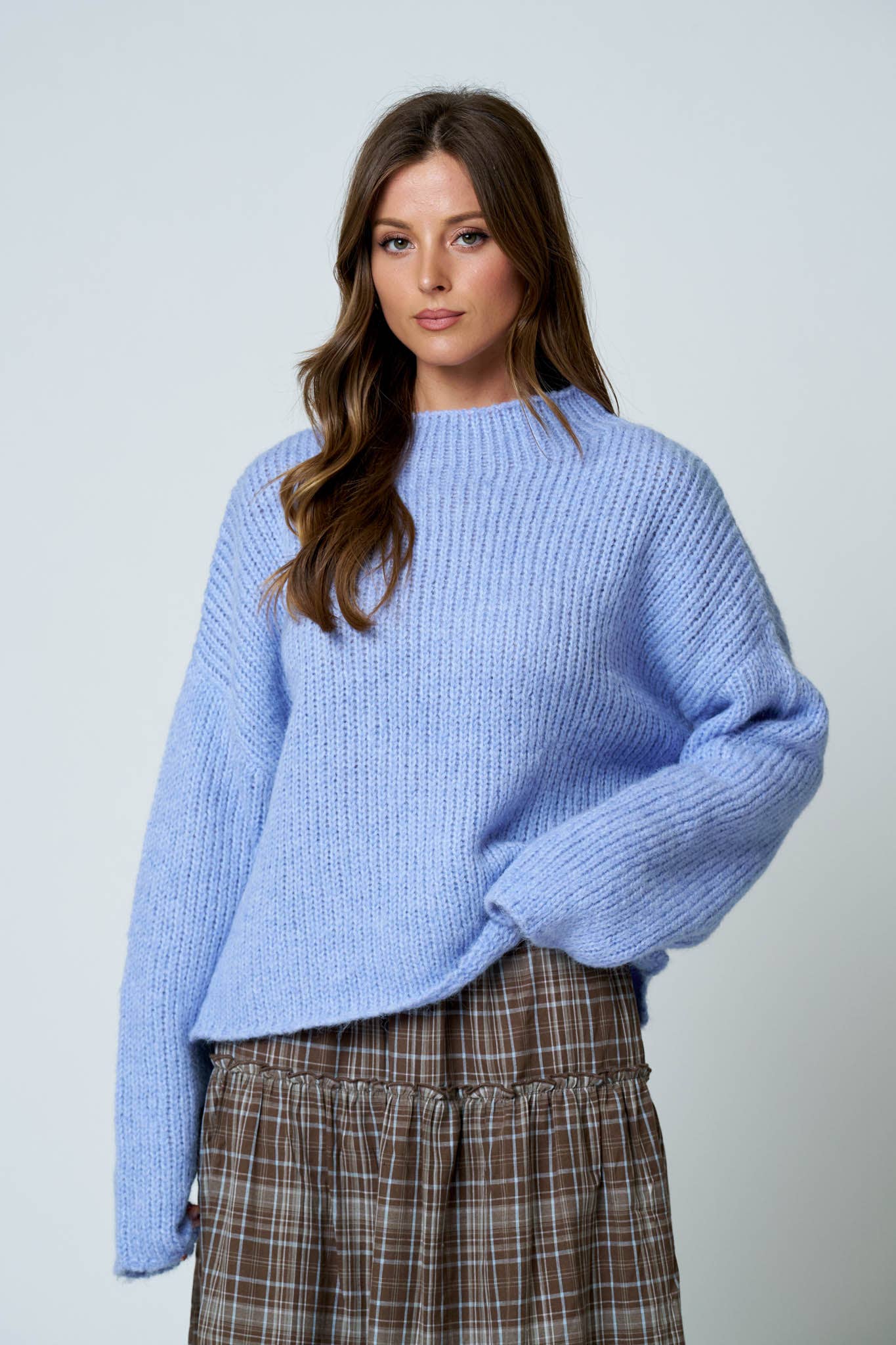 MOCK NECK LONG SLEEVE OVERSIZED KNIT SWEATER