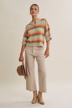 Load image into Gallery viewer, MAPLE STREET MULTI-STRIPE BUTTON-DOWN SWEATER CARDIGAN