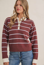 Load image into Gallery viewer, Modern Heritage Stripe Henley Twofer Sweater Top