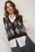 Load image into Gallery viewer, Plaid &amp; Proper Argyle Pattern  Button Down Knit Cardigan Vest