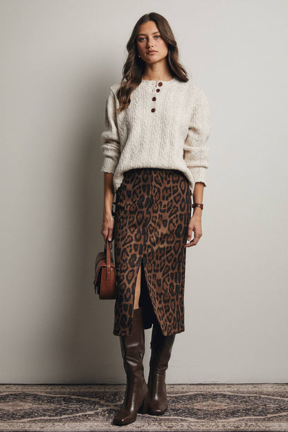 Buttoned Up & Cozy Cable Knit Henley Sweater