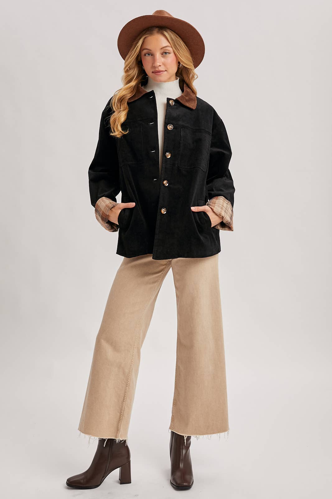 Inner Plaid Corduroy Barn Jacket