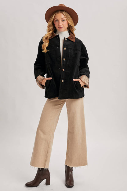 Inner Plaid Corduroy Barn Jacket