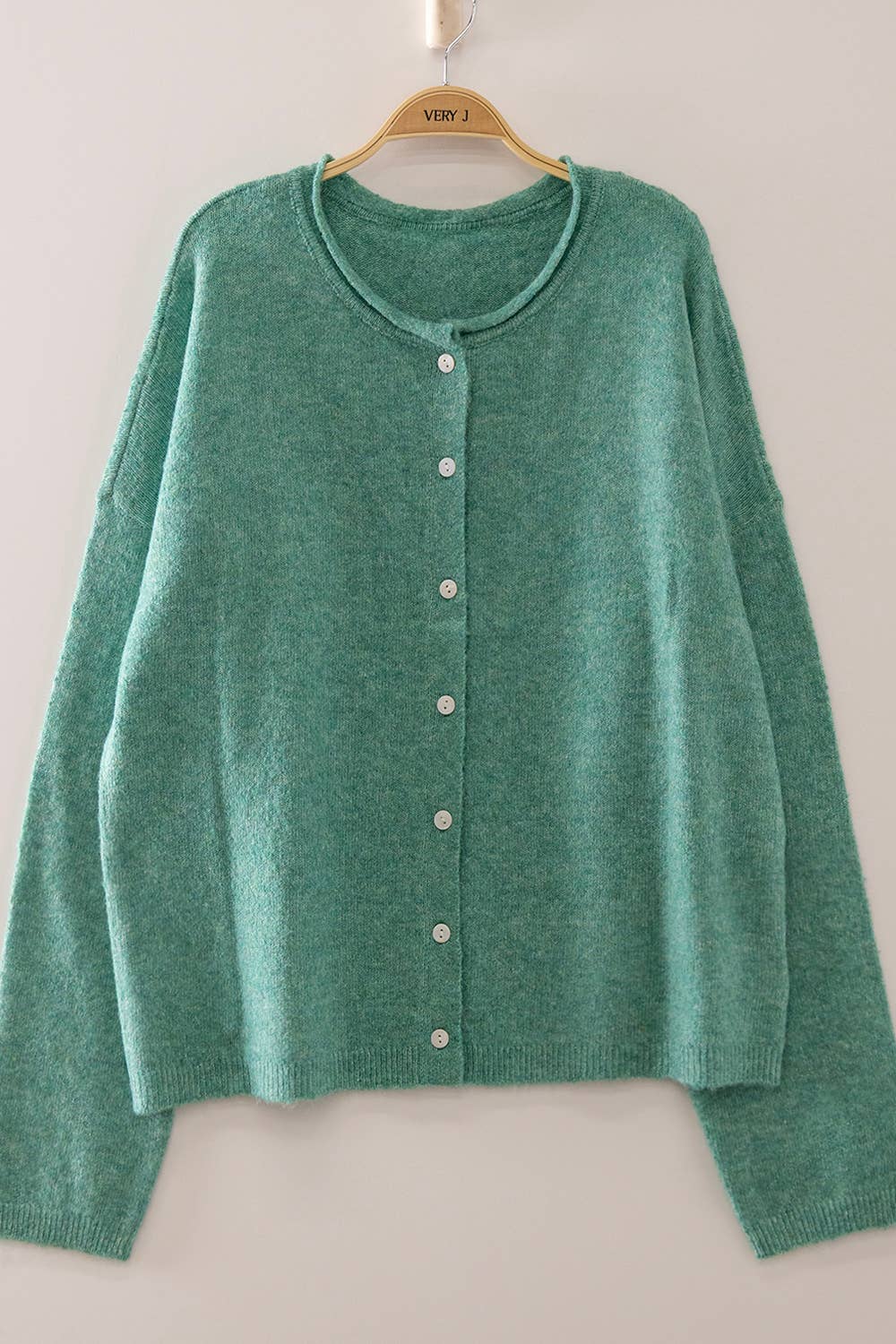 12W3789N-Soft Touch Button Cardigan