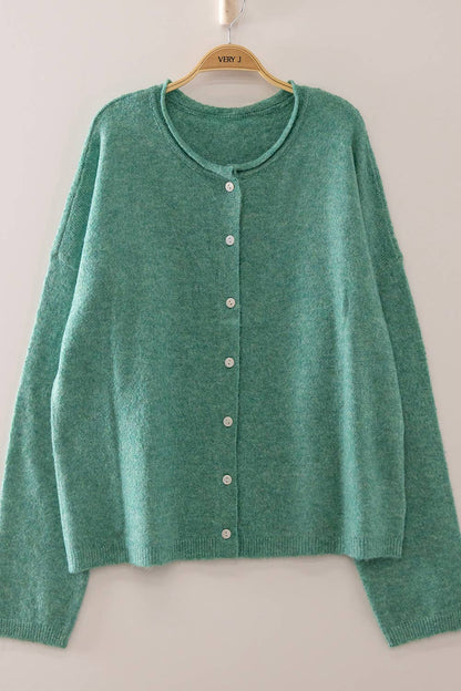 12W3789N-Soft Touch Button Cardigan
