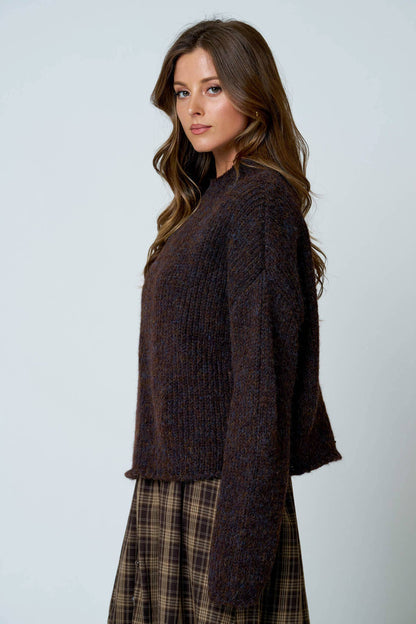 MOCK NECK LONG SLEEVE OVERSIZED KNIT SWEATER