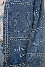 Load image into Gallery viewer, This Ain’t My First Rodeo Western Embroidery Puff Sleeve Denim Jacket
