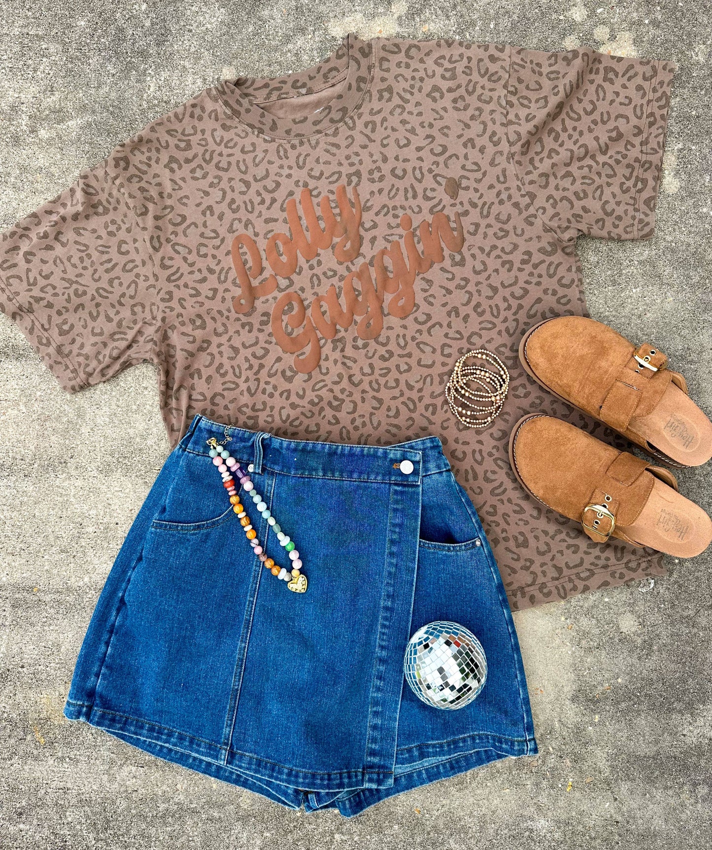 Lolly Gaggin' Brown Leopard Heavy Tee