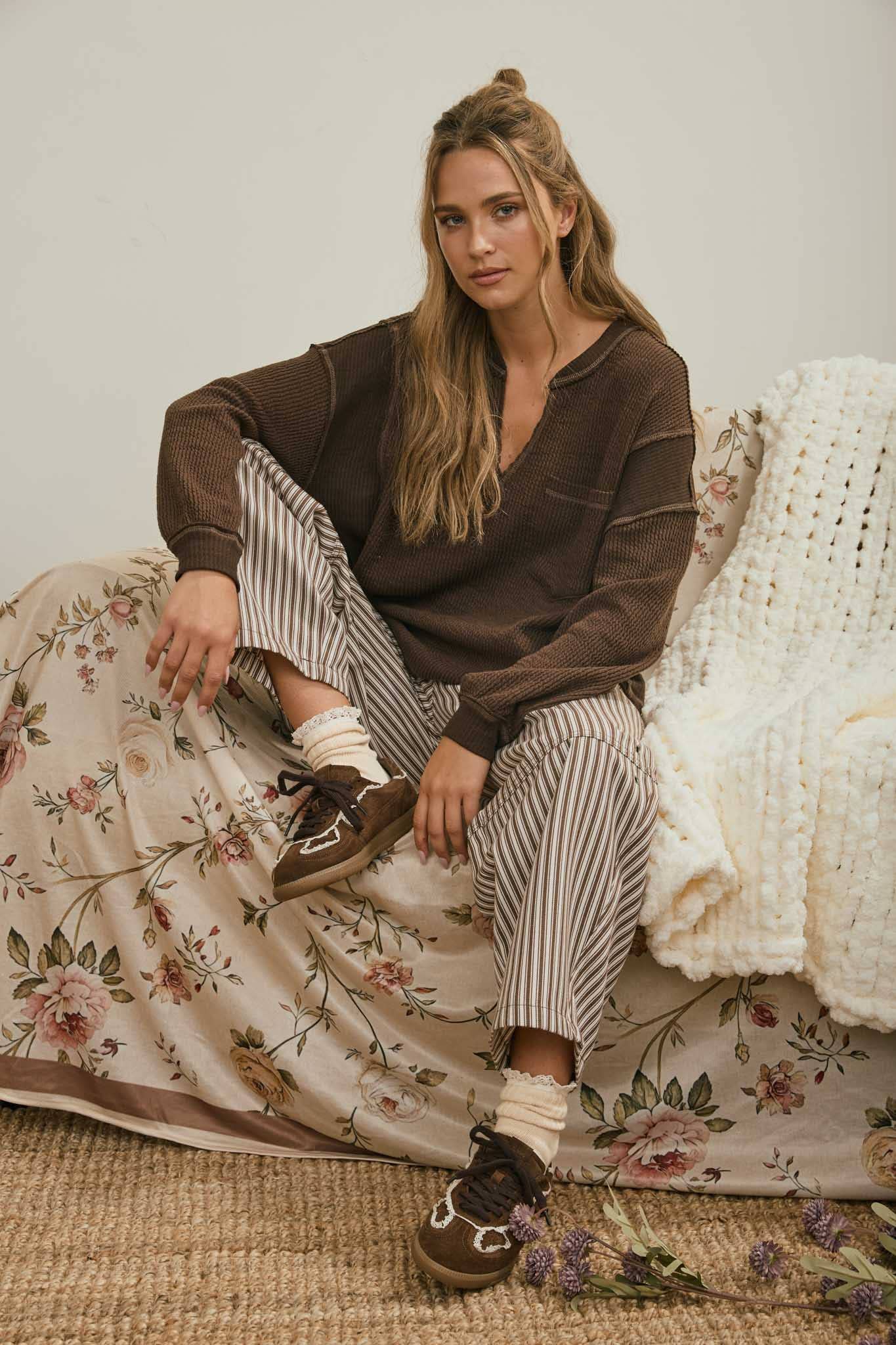 Easy Does It Split Neck Knit Top