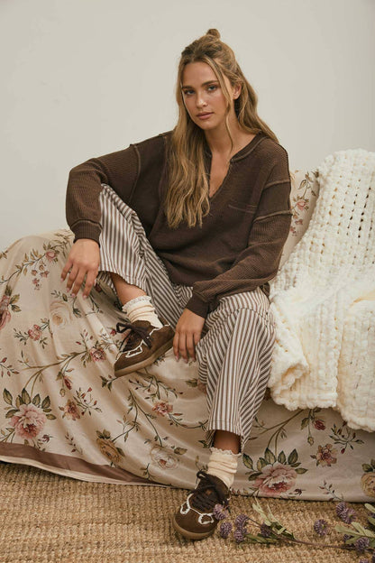 Easy Does It Split Neck Knit Top
