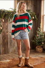 Load image into Gallery viewer, Holiday Stripe Oversized Sweater