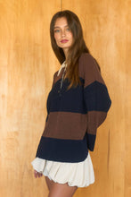 Load image into Gallery viewer, The Prep Knit Wide Stripe Collared Polo Sweater