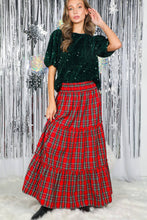 Load image into Gallery viewer, Feelin’ Festive Flowy Plaid Tiered Maxi Skirt