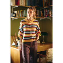 Load image into Gallery viewer, MAPLE STREET MULTI-STRIPE BUTTON-DOWN SWEATER CARDIGAN