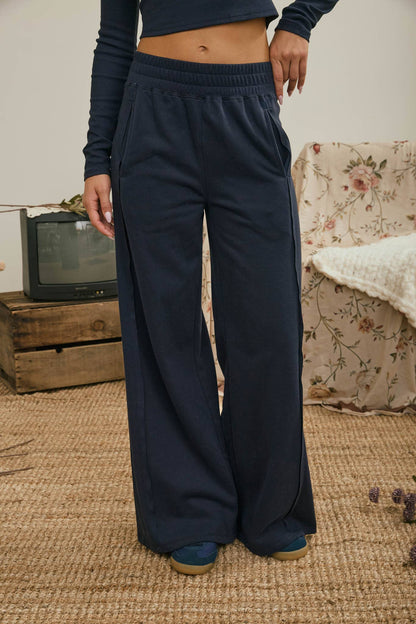ELASTIC WAIST SIDE PANEL KNIT LOUNGE PANTS