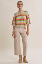 Load image into Gallery viewer, MAPLE STREET MULTI-STRIPE BUTTON-DOWN SWEATER CARDIGAN