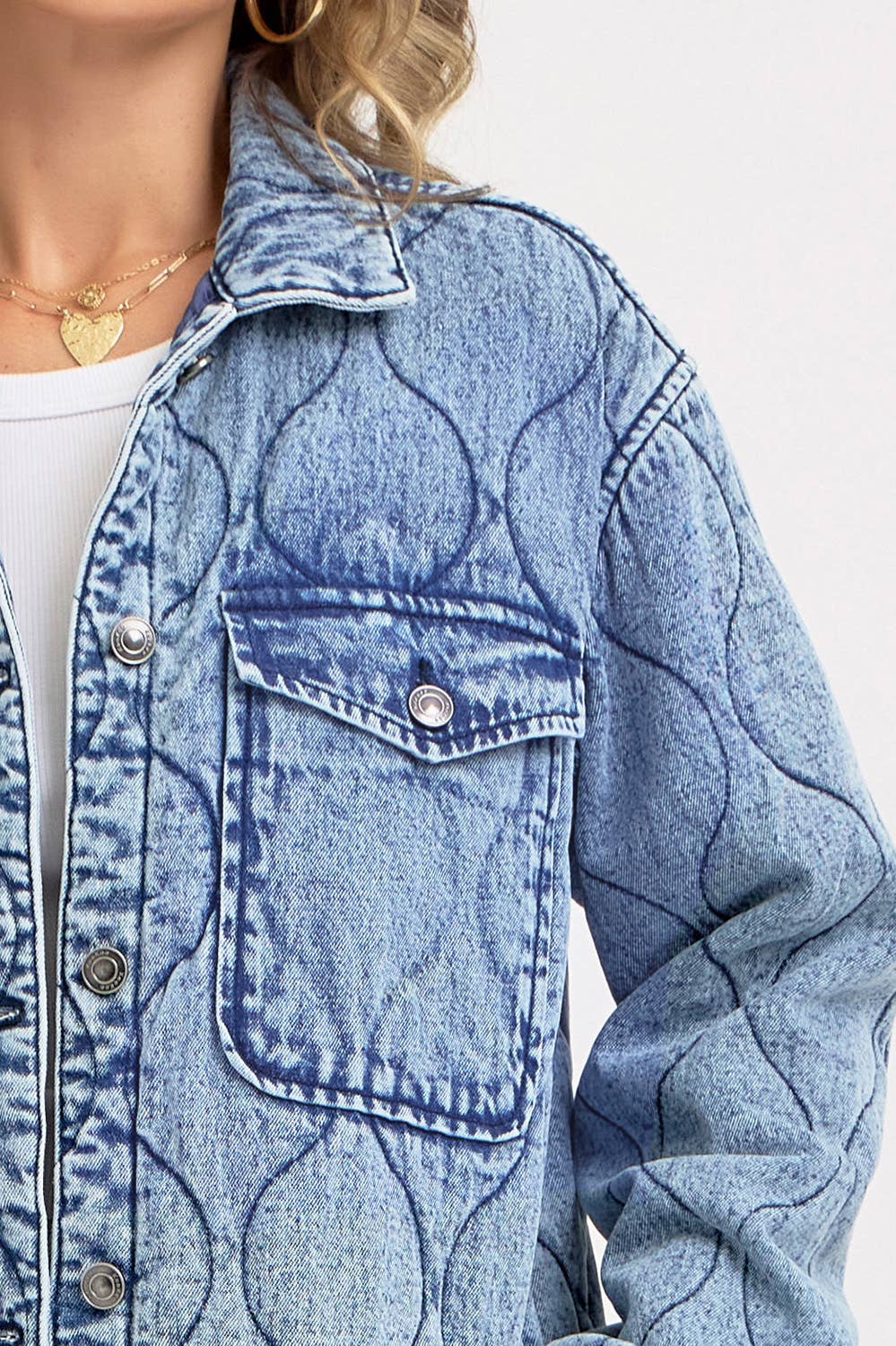 Stitched to Perfection Oversized Quilted Denim Jacket